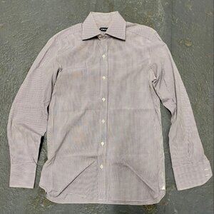 TOM FORD Lavender White Cotton Micro Gingham Button Up Shirt size M